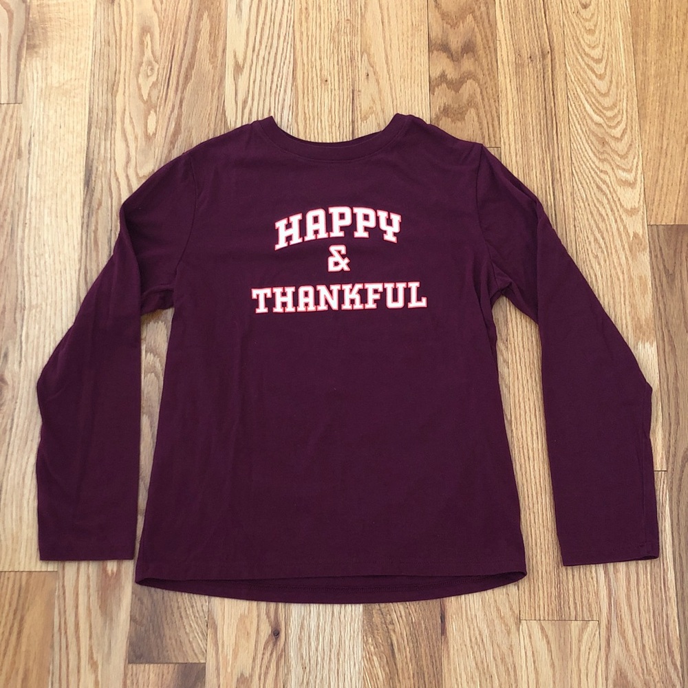 Cat & Jack Kids Thanksgiving Long Sleeve T Shirt Maroon Size Large (10/12)